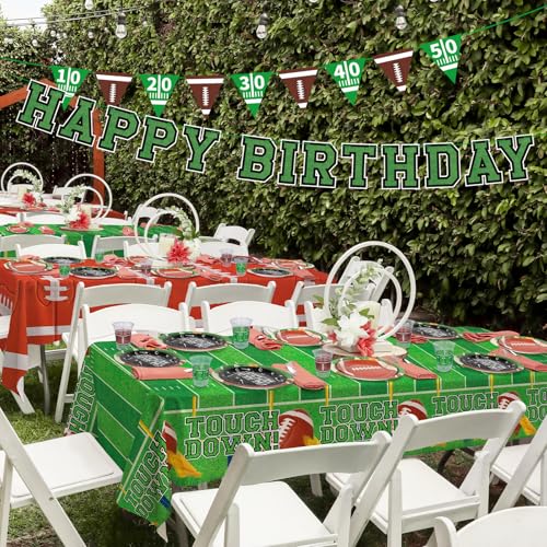 Football Birthday Party Decorations Kit for 24: Football Party Supplies Set with Plates, Dessert Plates, Napkins, Cups, Banner & Touchdown Tablecloth - for Football Tailgate Party Decorations - Image 7