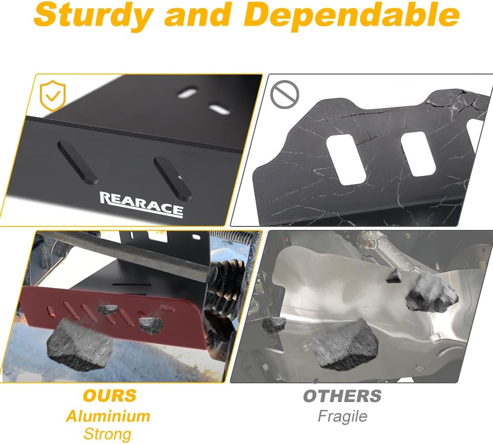 Front and Rear A-Arm Guards, 4mm Aluminum A-Arm Skid Plates Compatible with Rhino 700 2008-2013