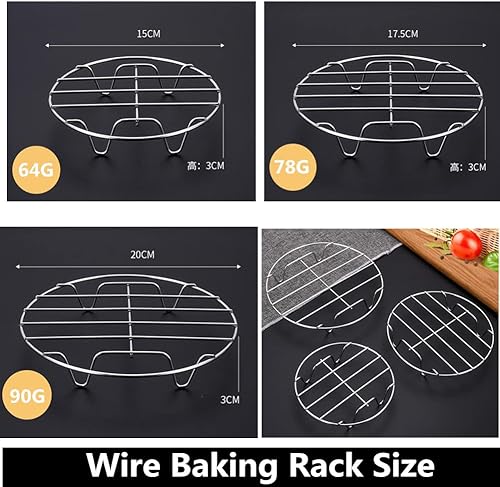 Miniatura 2 de Paquete de 3 estantes redondos de enfriamiento para tartas, estante circular de acero inoxidable para freidora de aire, olla a presión (6/7/8
