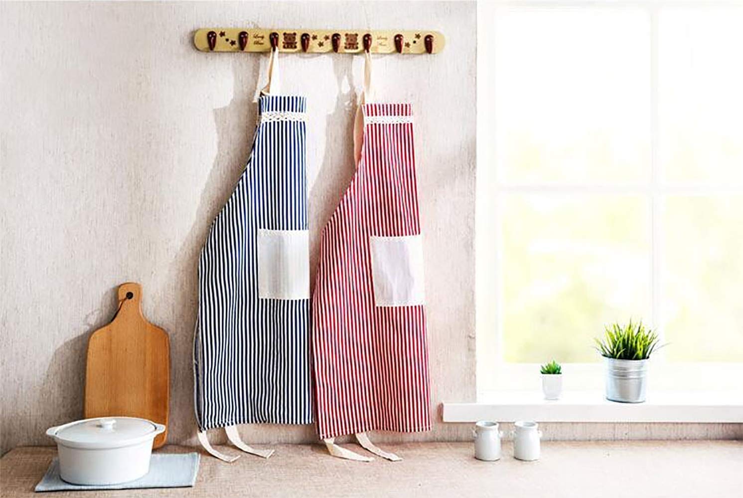 store Naidev Apron Cotton and Linen Cooking Apron Fashion Home Waist Sleeveless Kitchen Waterproof Gown Comfortable Home, Restaurant. (Blue) 3