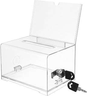Acrylic Donation Box Lock, Versatile Ballot Box for Charity, Raffle Tickets, Voting, and Office Use
