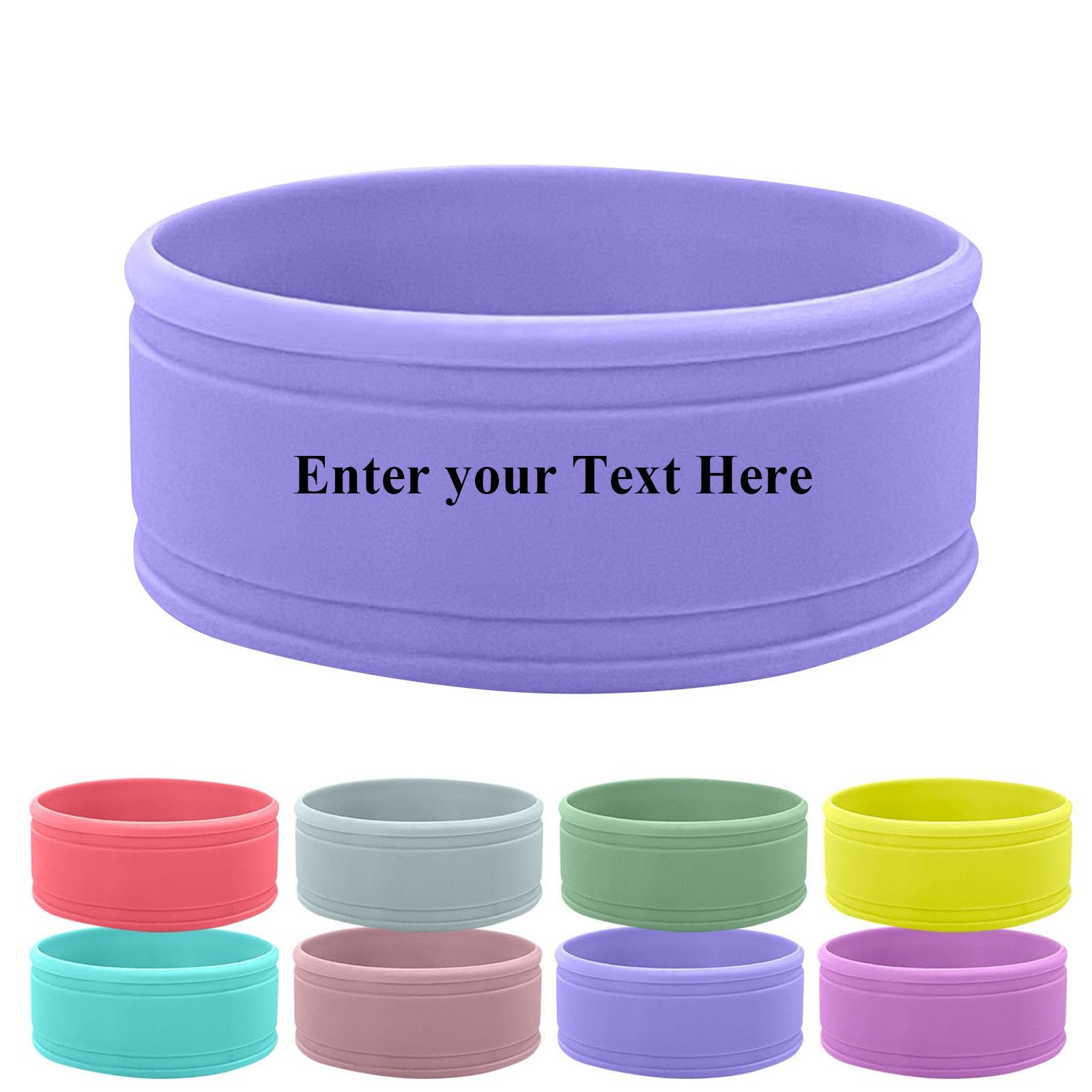 Personalised Bottle Band, Silicone, Water Bottle Name Bands, Label for Bottles, Food Grade Silicon Non-Slip Anti-Heat Insulation Hollow Cup Sleeve (Purple)