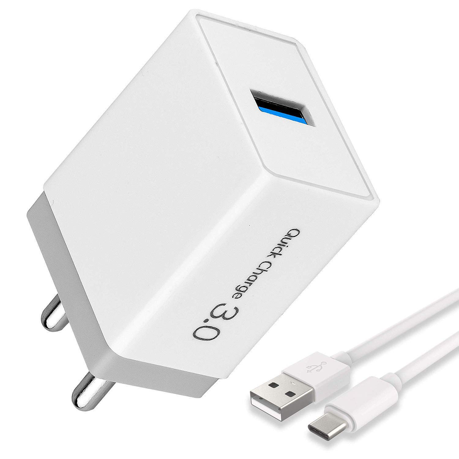 GoSale Fast Type-C Charger for Xiaomi Poco F1 Armoured Edition Charger Adapter Qualcomm QC 3.0 Quick Charge Adaptive Fast Charging, Rapid, Dash, VOOC, AFC Charger With 1 Meter Type C USB Data Cable (3.0 Amp, TAM, White)