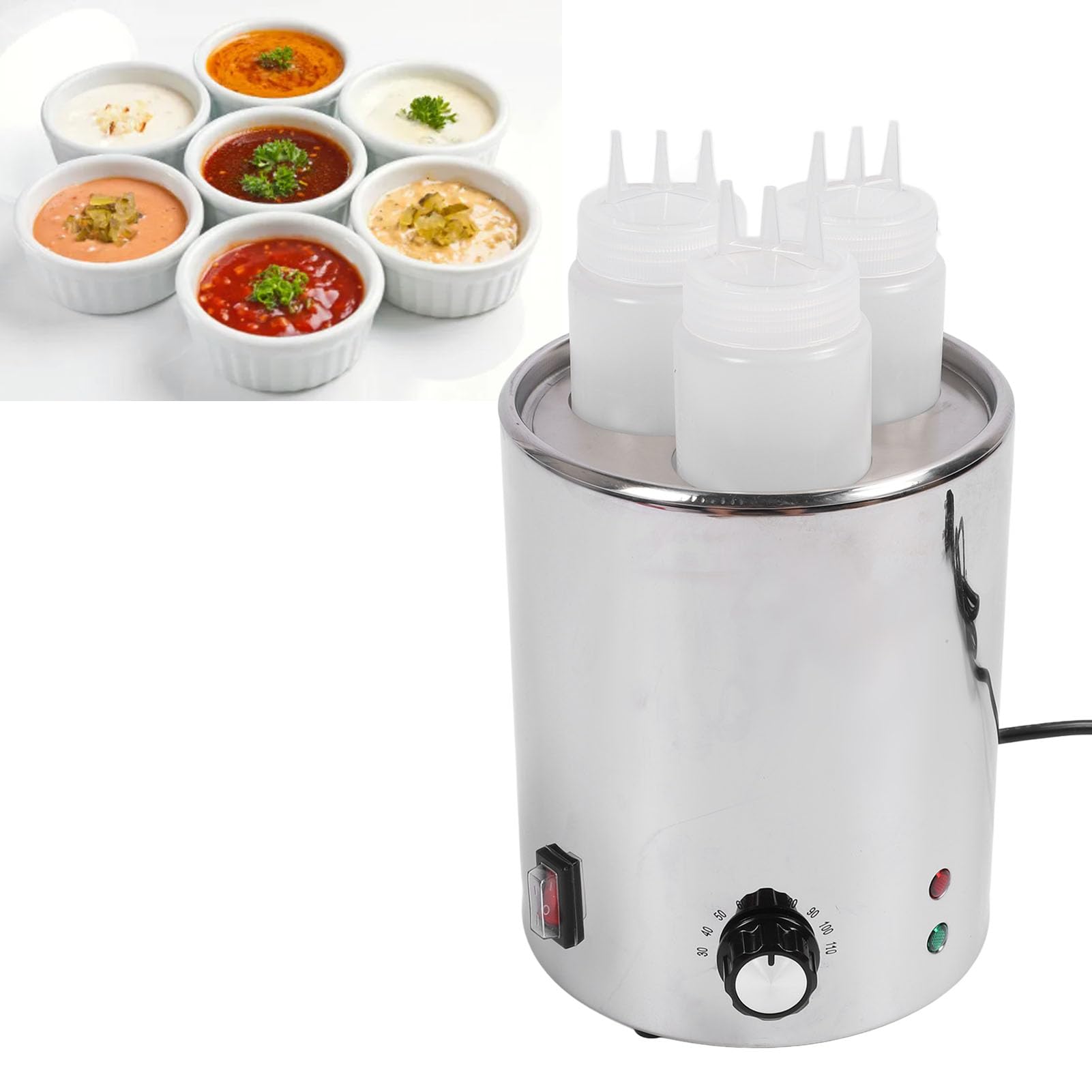Calentador de Eléctrico, Dispensador de Queso Eléctrico, Encimera de Acero Inoxidable, Calentador de Mantequilla de Caramelo de Chocolate Nacho para (Enchufe UE 100 a 240V