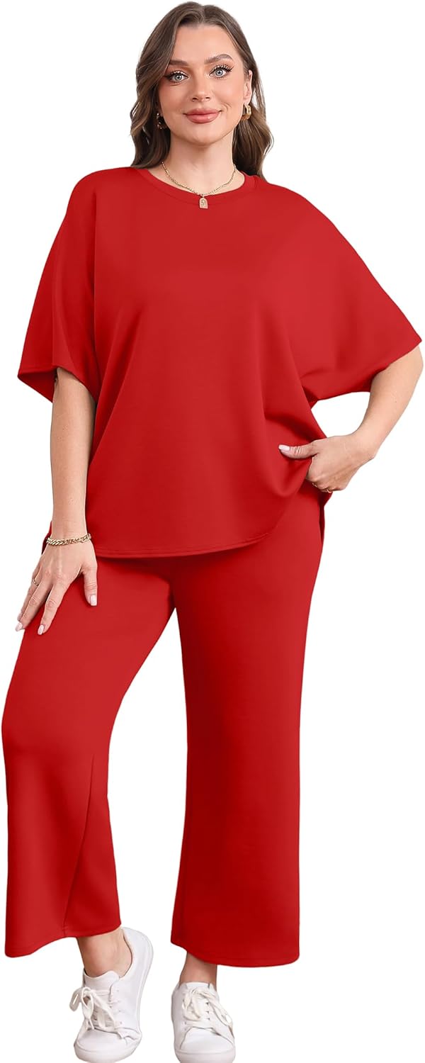 Sampeel Two Piece Sets for Women Summer Outfits Oversized Wide Leg Crop Pants Lounge Sets Airport Beach Vacation Clothes - Image 4