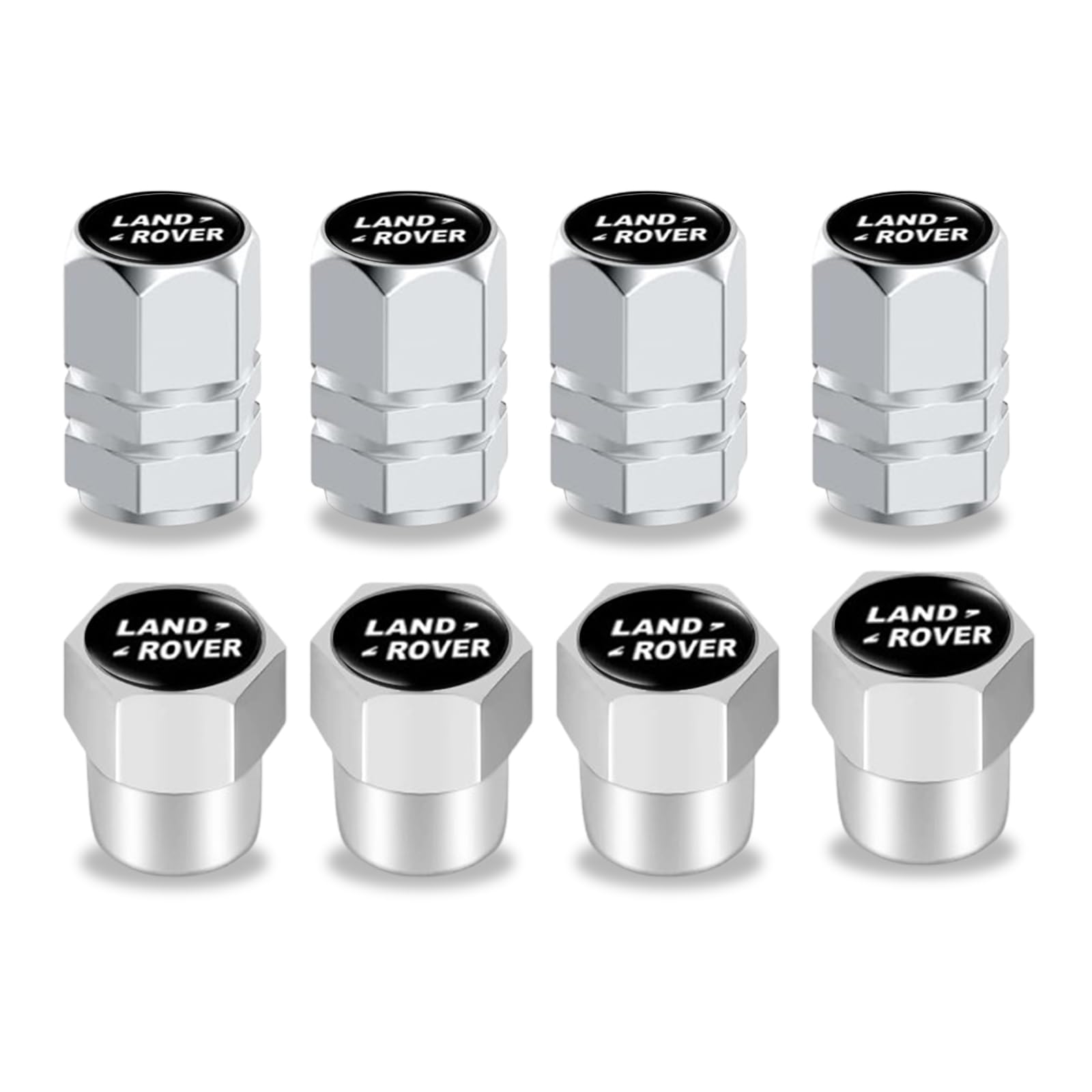 8-Pack Blue Anodized Hexagon Valve Stem Caps With TPMS – Aluminum Short Style