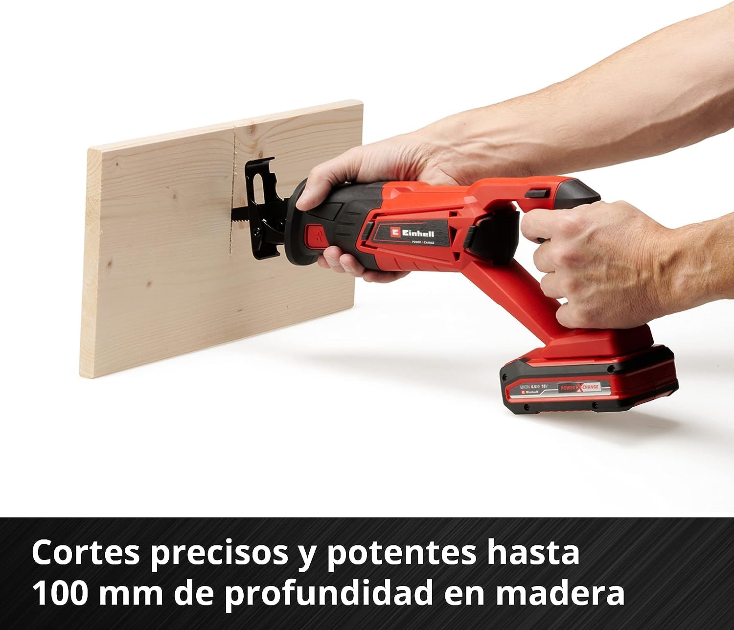 Einhell Sierra de sable inalámbrica - TE-AP 18/22 Li-solo, con Power X Change - 18 V, 2600 1 / min máx., 100 mm máx, hoja de 8 cm incluida. motor Triathlon. No incluye batería ni cargador