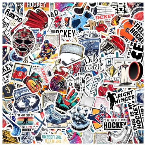 Ice Hockey Stickers Pack 108Pcs Cool Vinyl Waterproof Decals for Helmet Water Bottle Laptop Luggage Phone Skateboard Locker Sports Gear Fan Gift Case Hard Bike