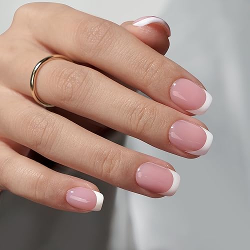 Miniatura 9 de BTArtboxnails Puntas de uñas de gel de punta francesa, 150 uñas postizas a presión de punta francesa color rosa, cuadradas, 3 en 1, puntas de