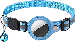 Coleira com Capa Fixa para AirTag – GPS -Pet para Gatos e Cachorros – Refletiva, Ajustável e Segura – TAG E RASTREADOR NÃO INCLUÍDOS