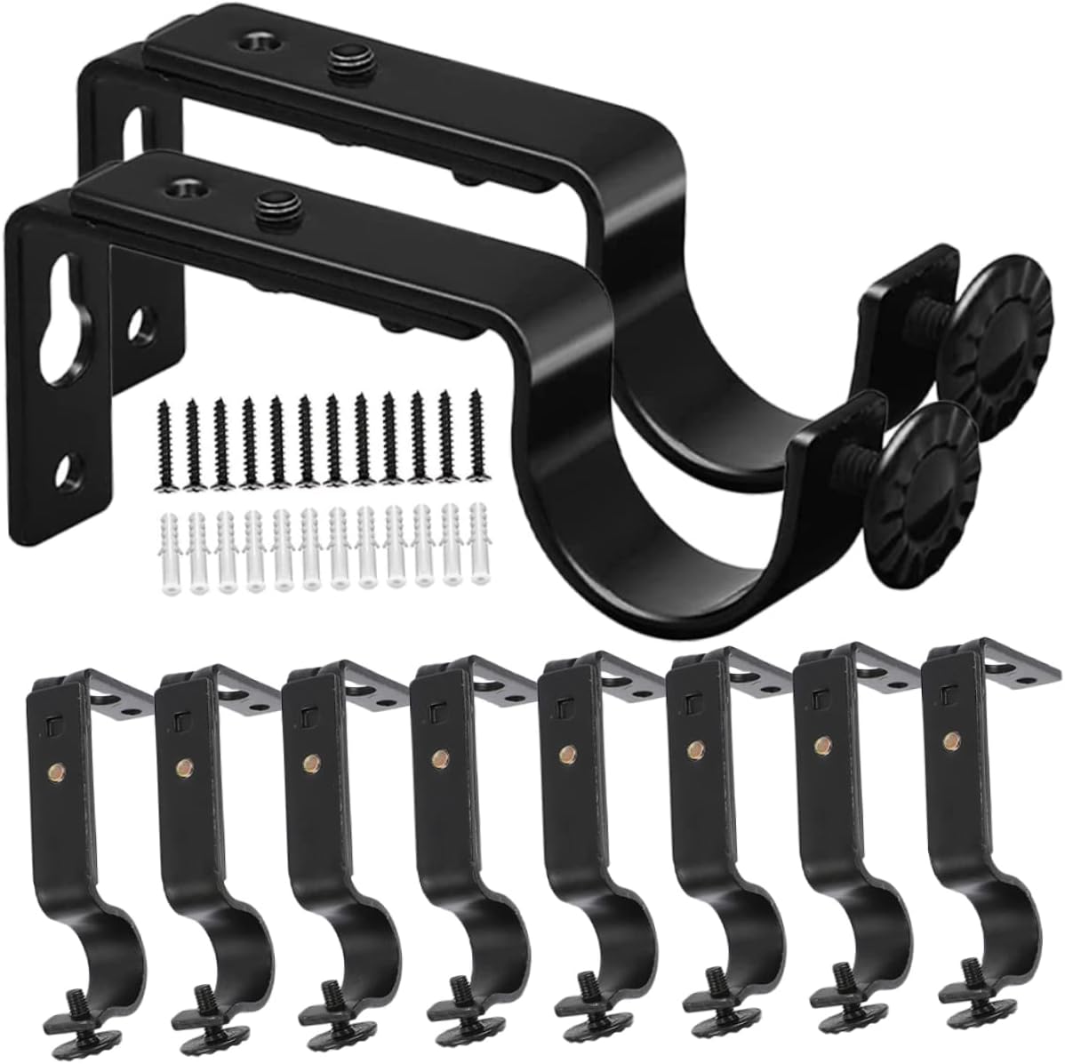 Garneck 10pcs Extendable Curtain Rod Ceiling Mount Brackets for Wall Blind Rod Bracket