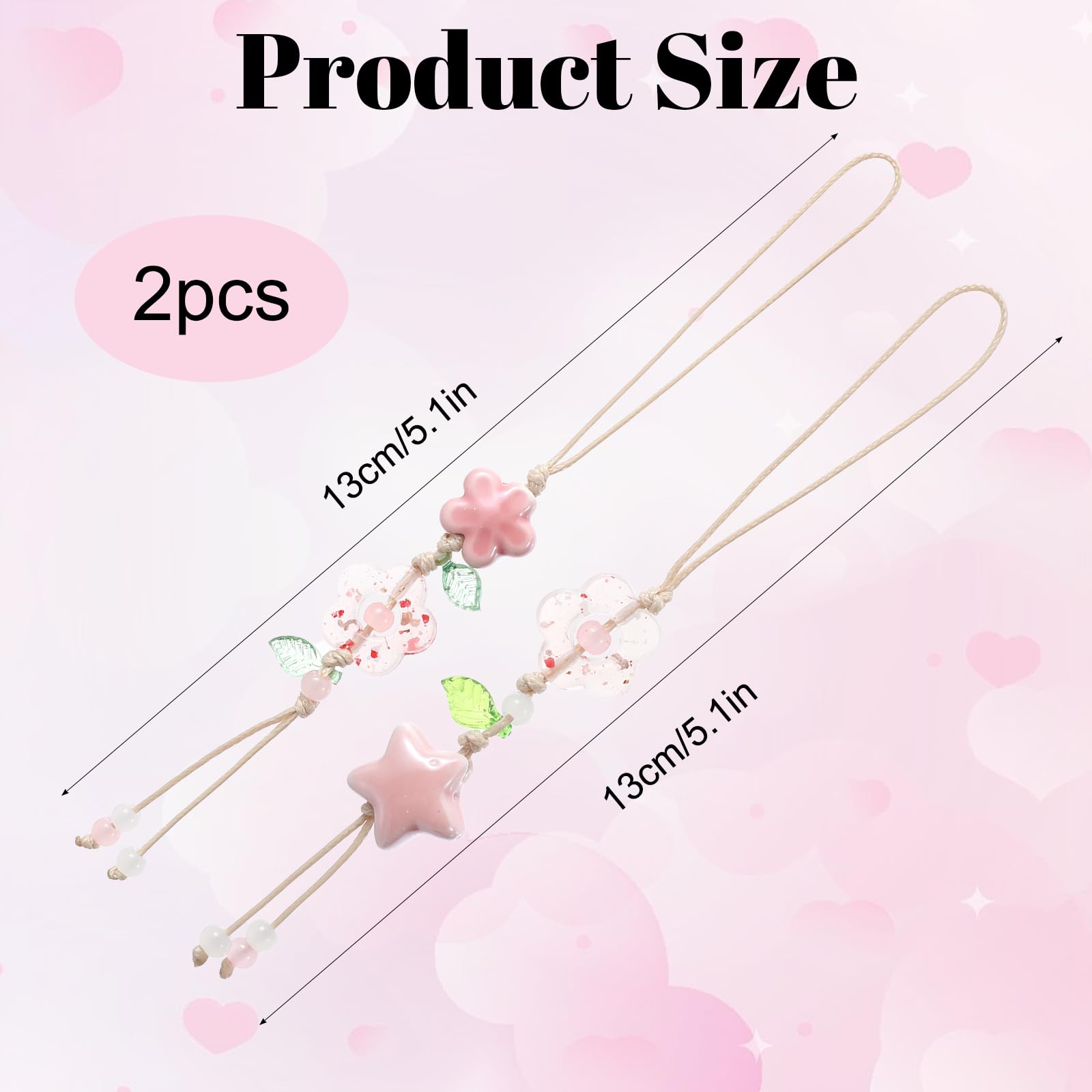 Nogeqi 2 sztuki kwiatowe zawieszki do telefonu Aesthetic Phone Charm różowe kwiaty gwiazda liście zawieszki do telefonu charms biżuteria do telefonu dla torebki aparatu etui na telefon breloczek do