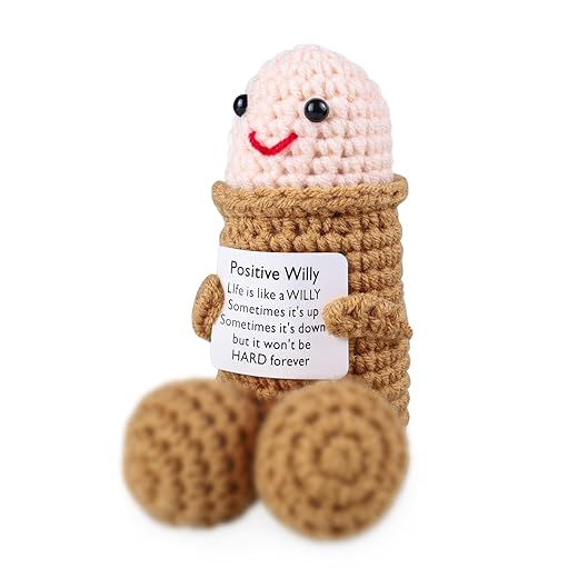 Positive Crochet Doll - Funny Emotional Support Plushies, Emotional Support Gifts for Boyfriend, Husband & Friends