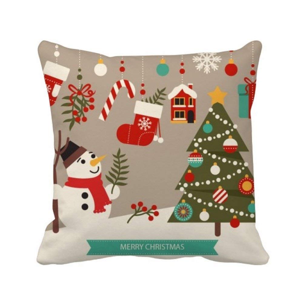 Coussin Bonhomme de Neige de Noël 40x40 cm, une idée cadeau déco multicolore