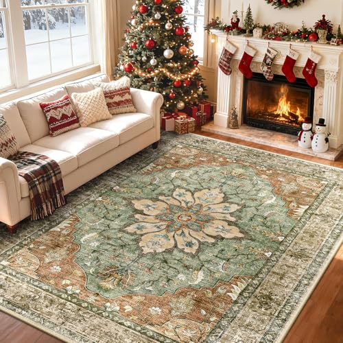 RELEANY 6x9 Floral Washable Rug