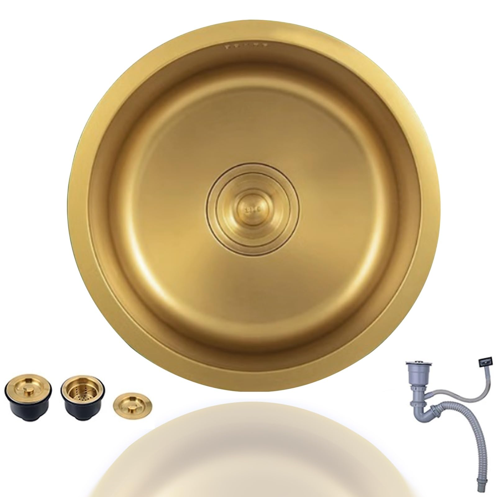 LMYSXAOZ 32/36/40cm Mini Stainless Steel Round Kitchen Sink – Undermount Small Single Bowl for RV, Bar, Restaurant Golden Dishwashing Basin(36 * 36 19cm)