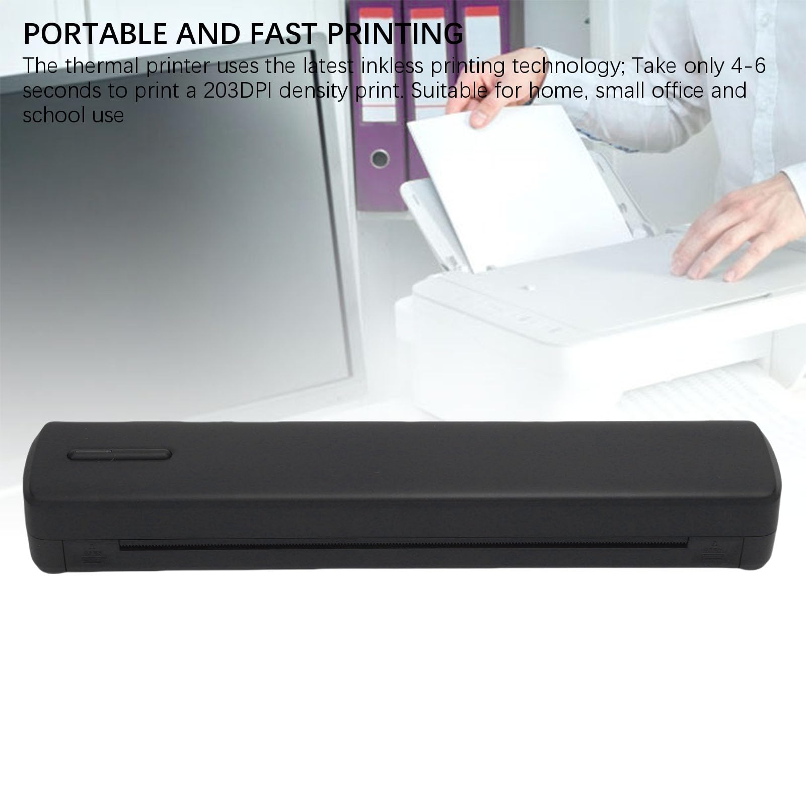 SEAFRONT Imprimante Thermique Portable sans Fil sans Encre, 203 DPI, Prend en Charge Le Papier A4 A5 8,5 X 11 avec Batterie 2600 MAh pour la Maison, Le Bureau et Les Voyages