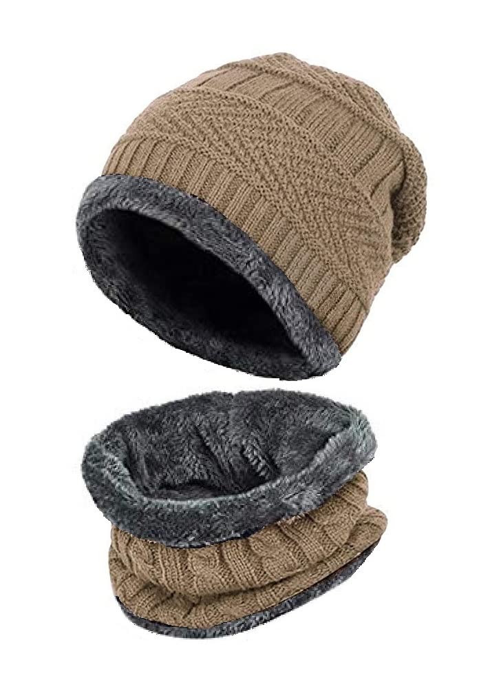 gajraj Winter Knit Beanie Woolen Cap Hat and Neck Warmer Scarf Set for Men & Women (2 Piece)-picture-14
