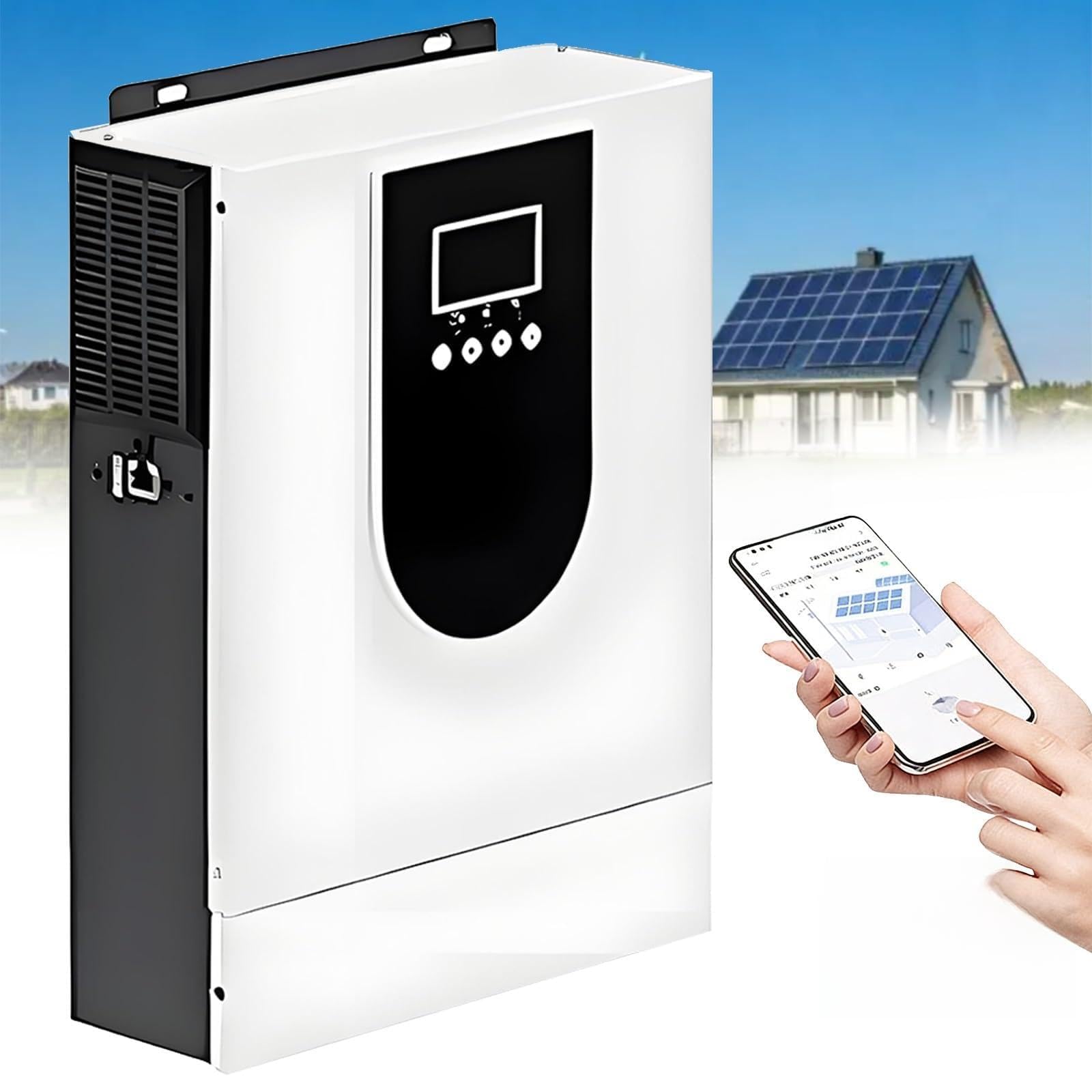 Onduleur Hybride Solaire 1kW-10,2kW, 12-48V à 220V et contrôleur MPPT 40-160 A intégré, Fonctionne avec différents Types de Batteries, pour Maisons Camping Cars(1.0KW/12V)