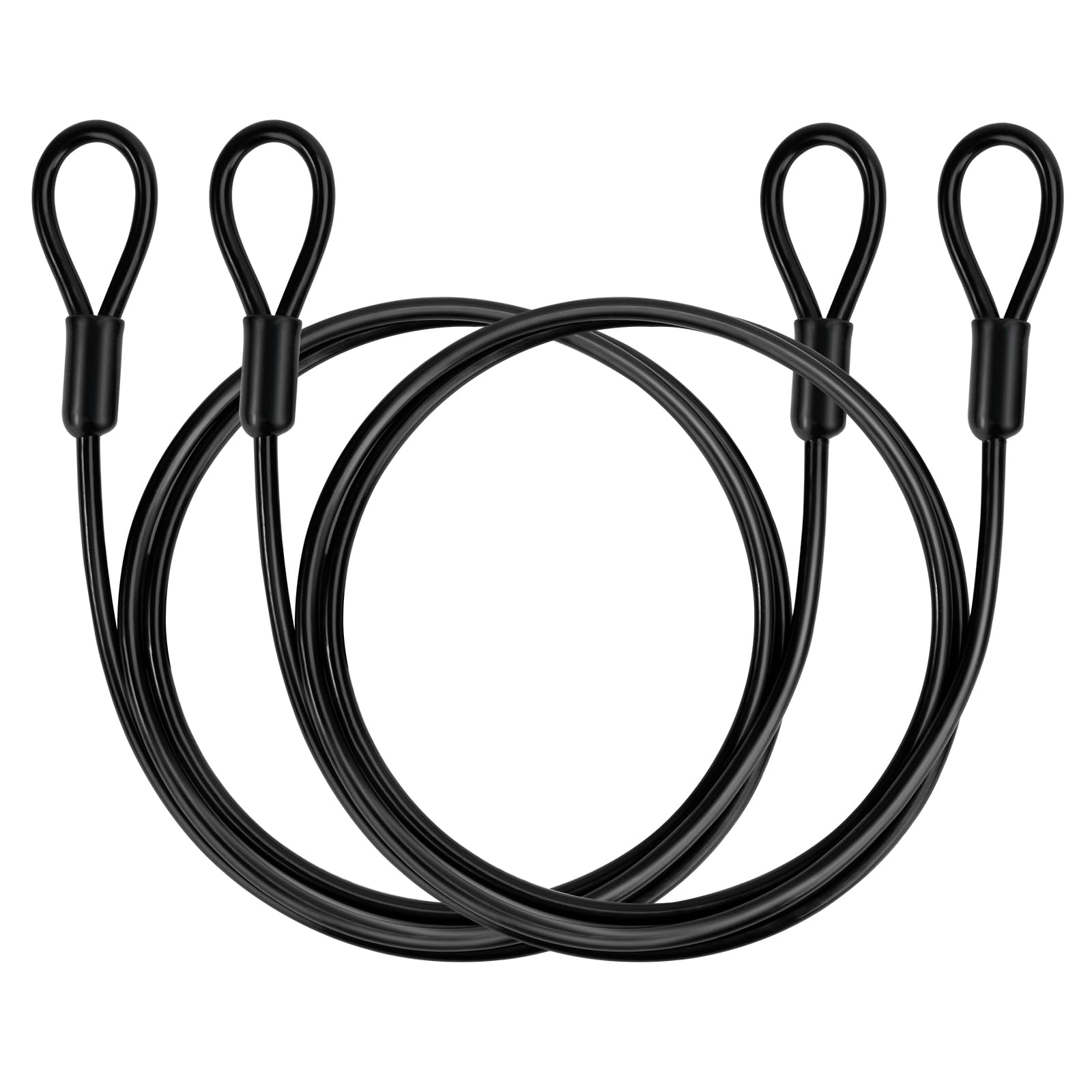 GUNGY 1M Bike Lock Cable Lock Security Cable Bicycle Anti-Theft Cable Double Loop 4 mm Thickness with Plastic Coating for Padlocks U-Locks Disc Black 2 Pcs