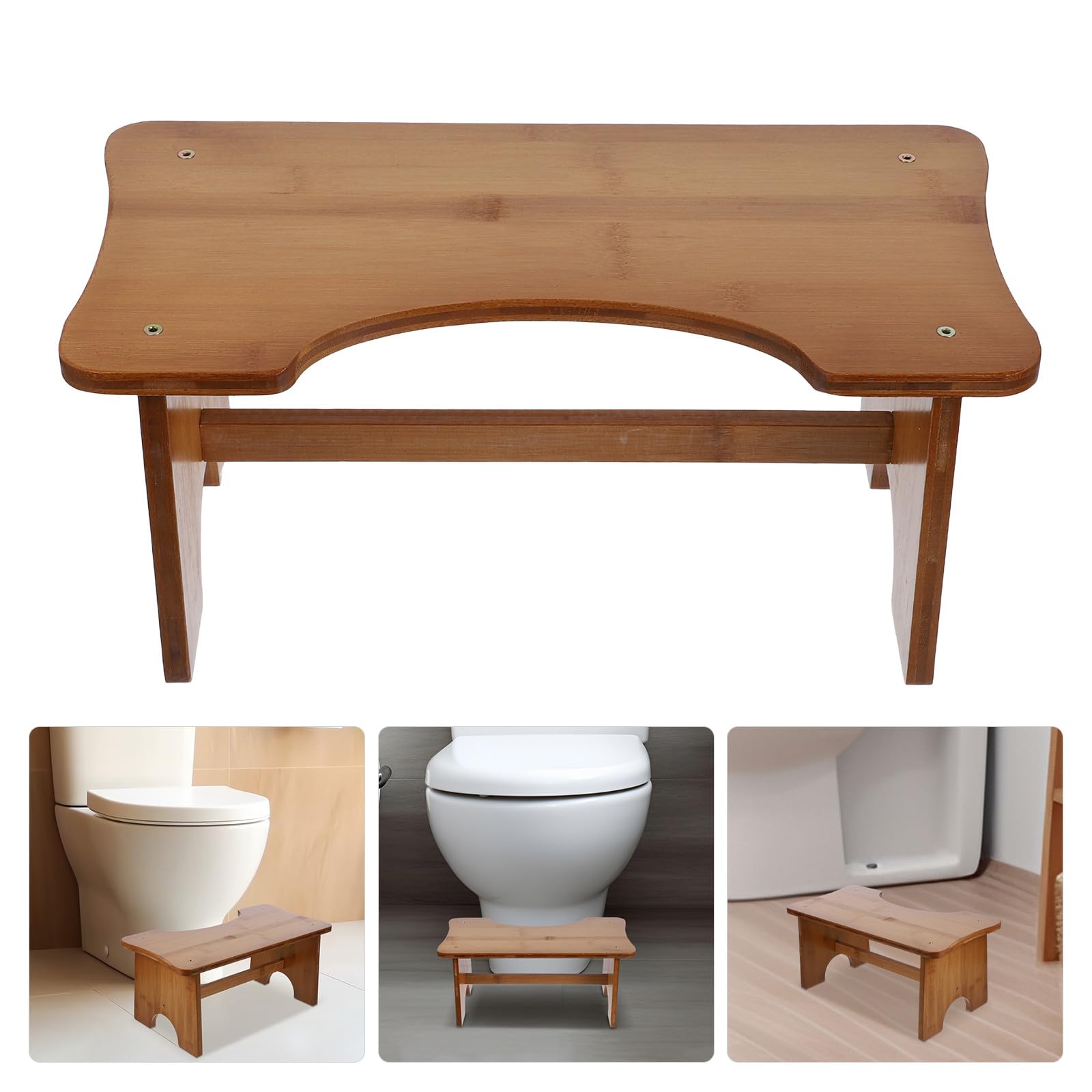 Sgabello in Legno per Bagno Struttura Stabile e Design Rettangolare, Sgabello Pratico per Ragazzo Ragazza e Adulti, come Gradino per Toilette
