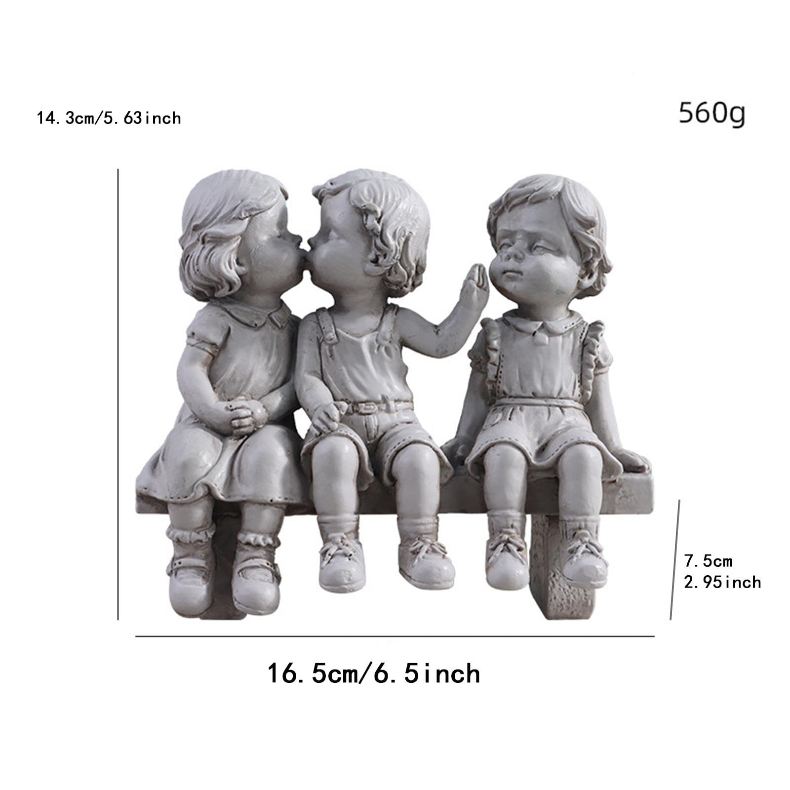 Statua da Giardino in Resina con Bambini, Scultura per Patio, Portico, Giardino E Prato.