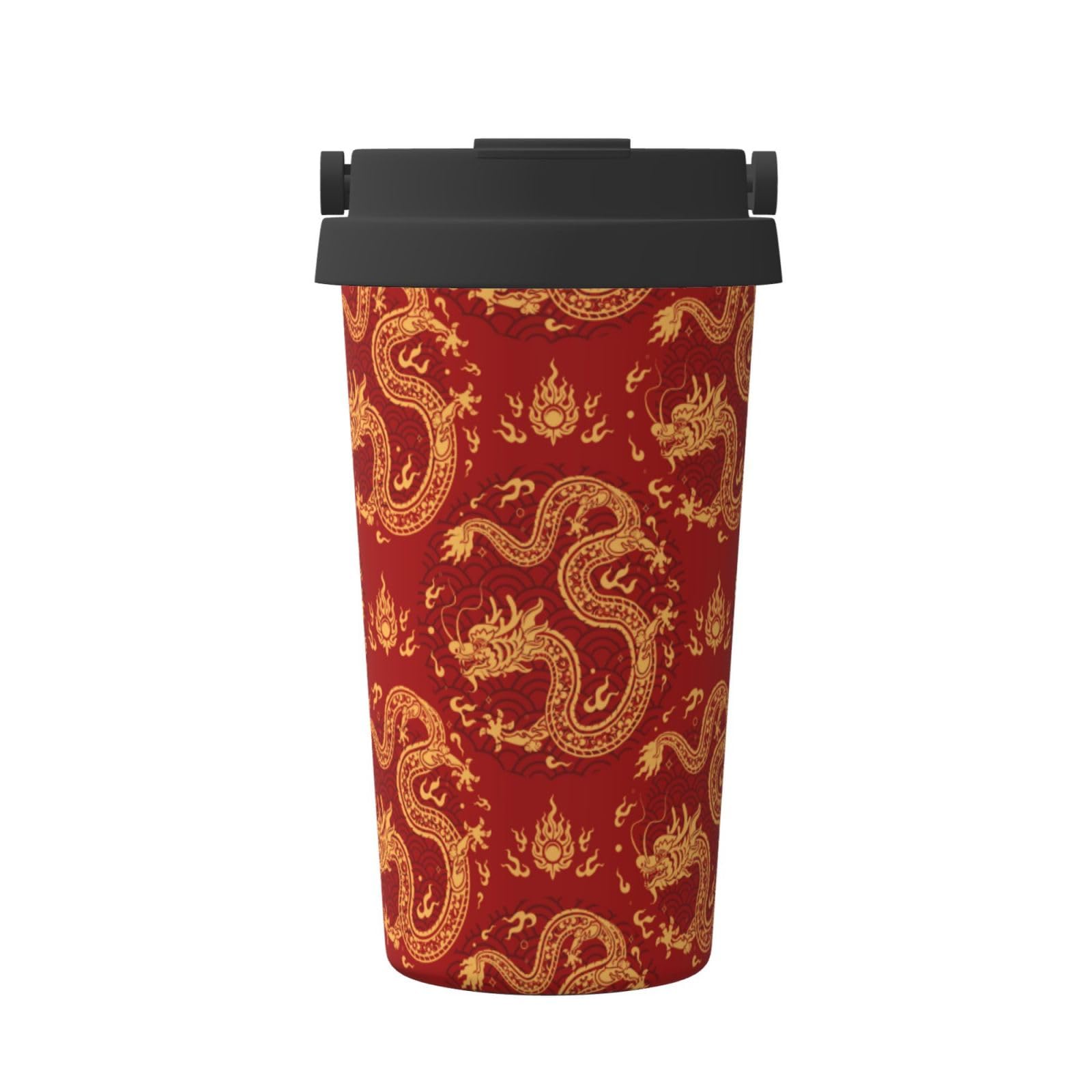 ドラゴン装飾の漆器カップ 蓋付き Amazon.co.jp: タンブラー 龍 ドラゴン柄 赤 コーヒーカップ 蓋