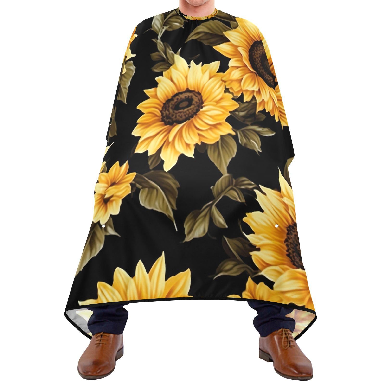 Hezely Black Sunflower Hair Dye Cape, Barber Cape for Adults,Waterproof Salon Cape,Waterproof Hairdressing Styling Hair Cutting, 65
