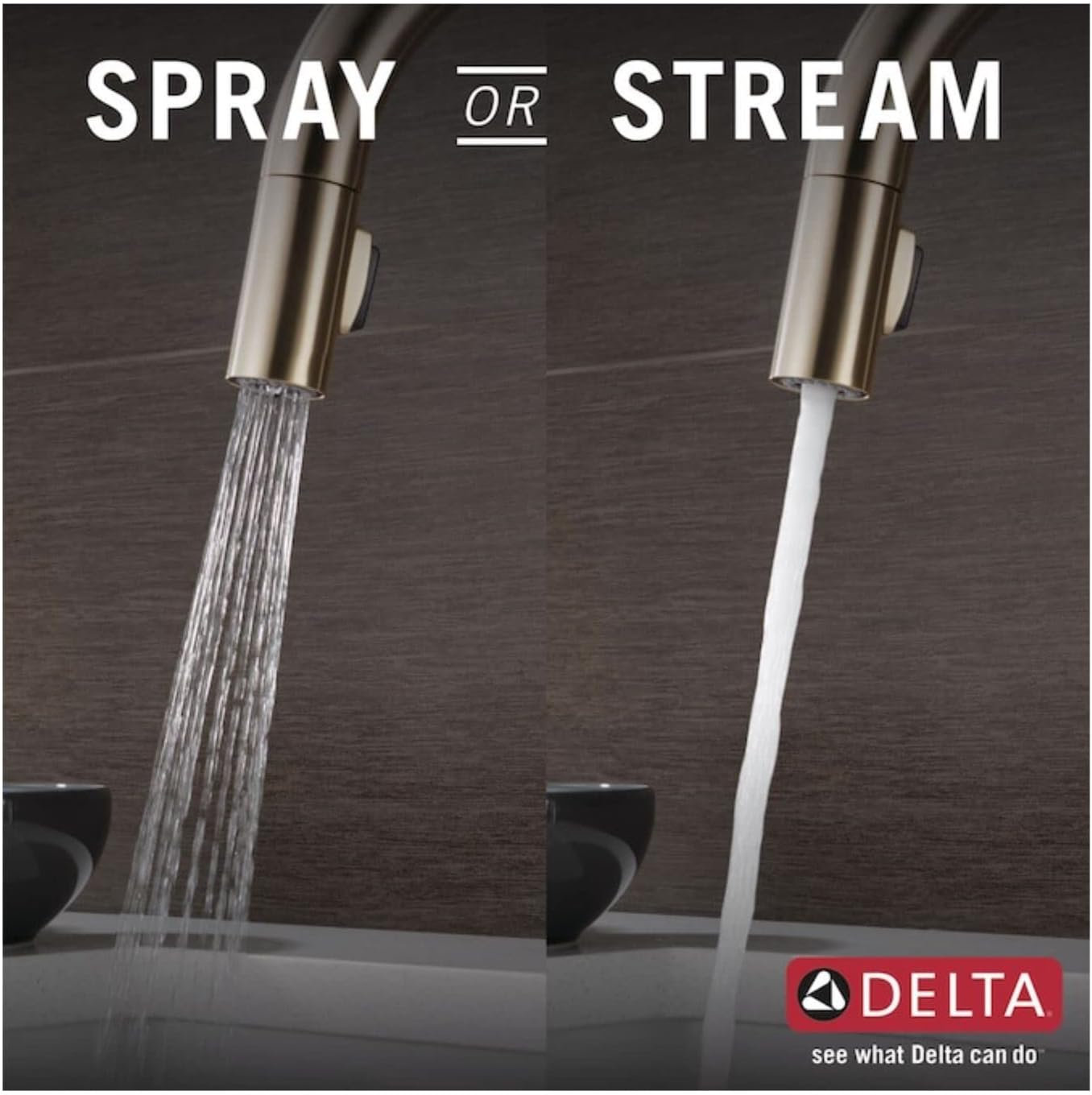 Delta Trask Champagne Bronze 1-Handle Deck-Mount Pull-Down Handle Kitchen Faucet (Deck Plate Included) 19933-CZSD-DST