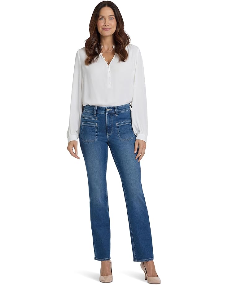 NYDJ Petite Marilyn Straight Utility Welt Pocket Jeans in Romantic Indigo - Main View
