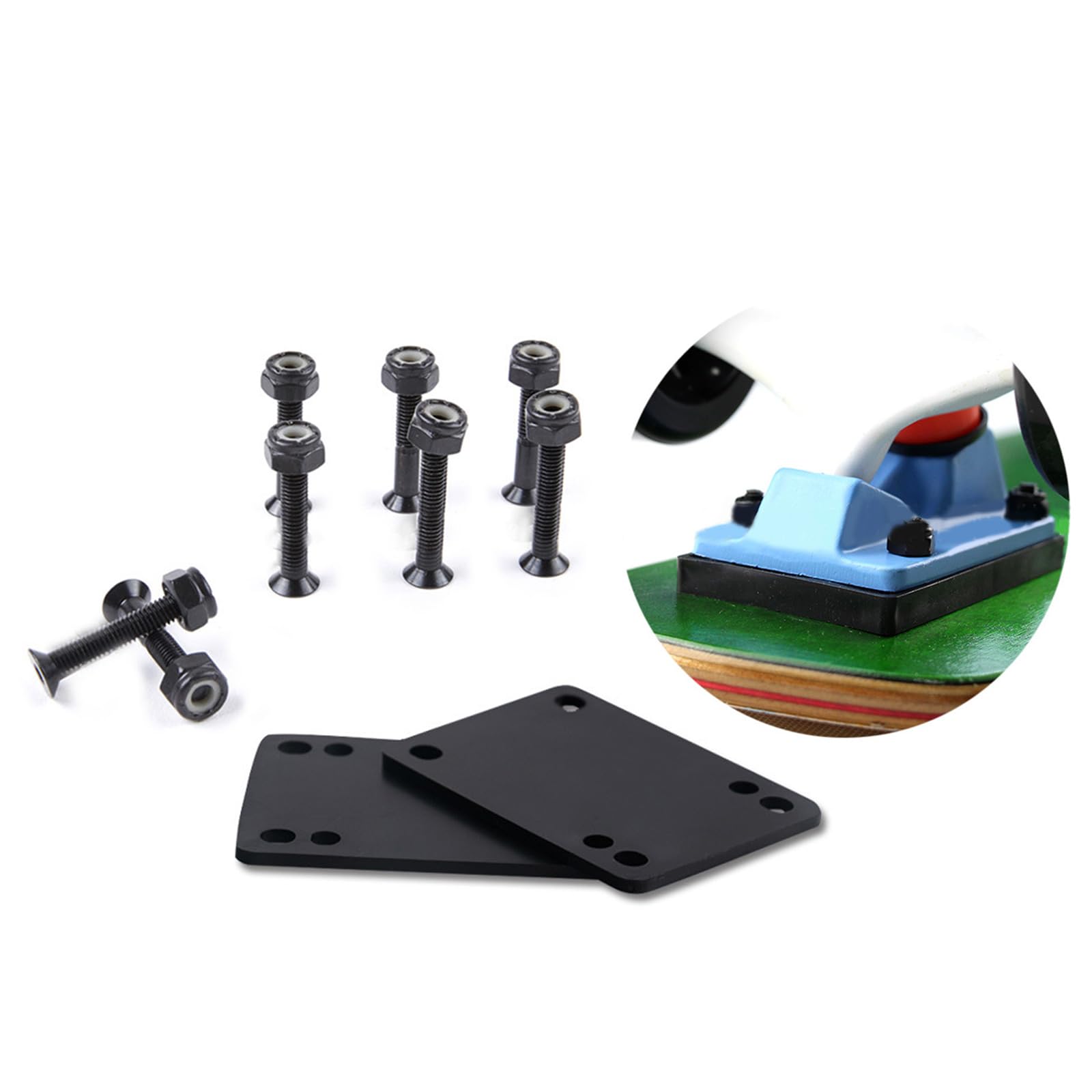 YS0911 2 Pcs Skateboard Risers Pads Soft Shock Absorption Pads Longboards Skateboard Risers Pad with Mounting Screws and Nut Skateboard Risers Pads Hardware Screws