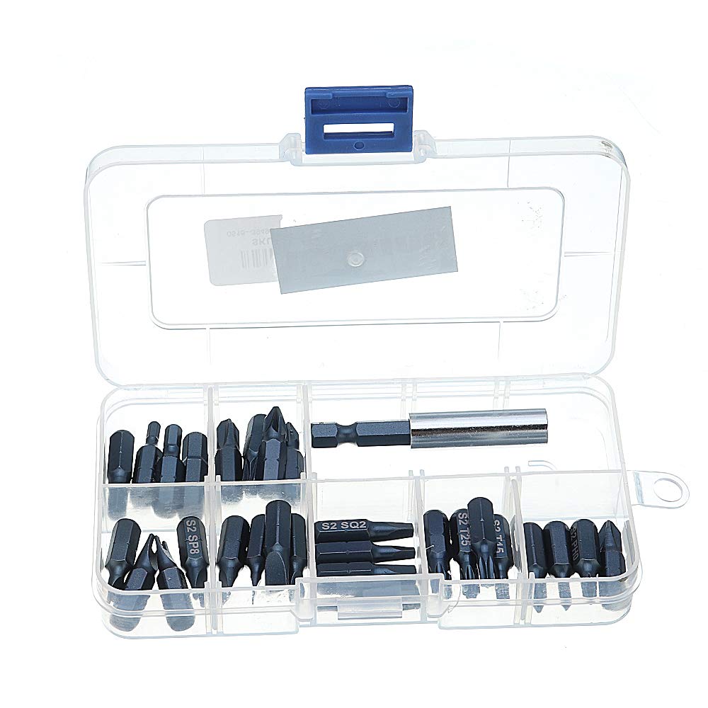 Juego de puntas magnéticas de 29 piezas con puntas de soporte de puntas para caja de herramientas Destornillador Kit de herramientas de puntas de destornillador hexagonal Phillips Phillips