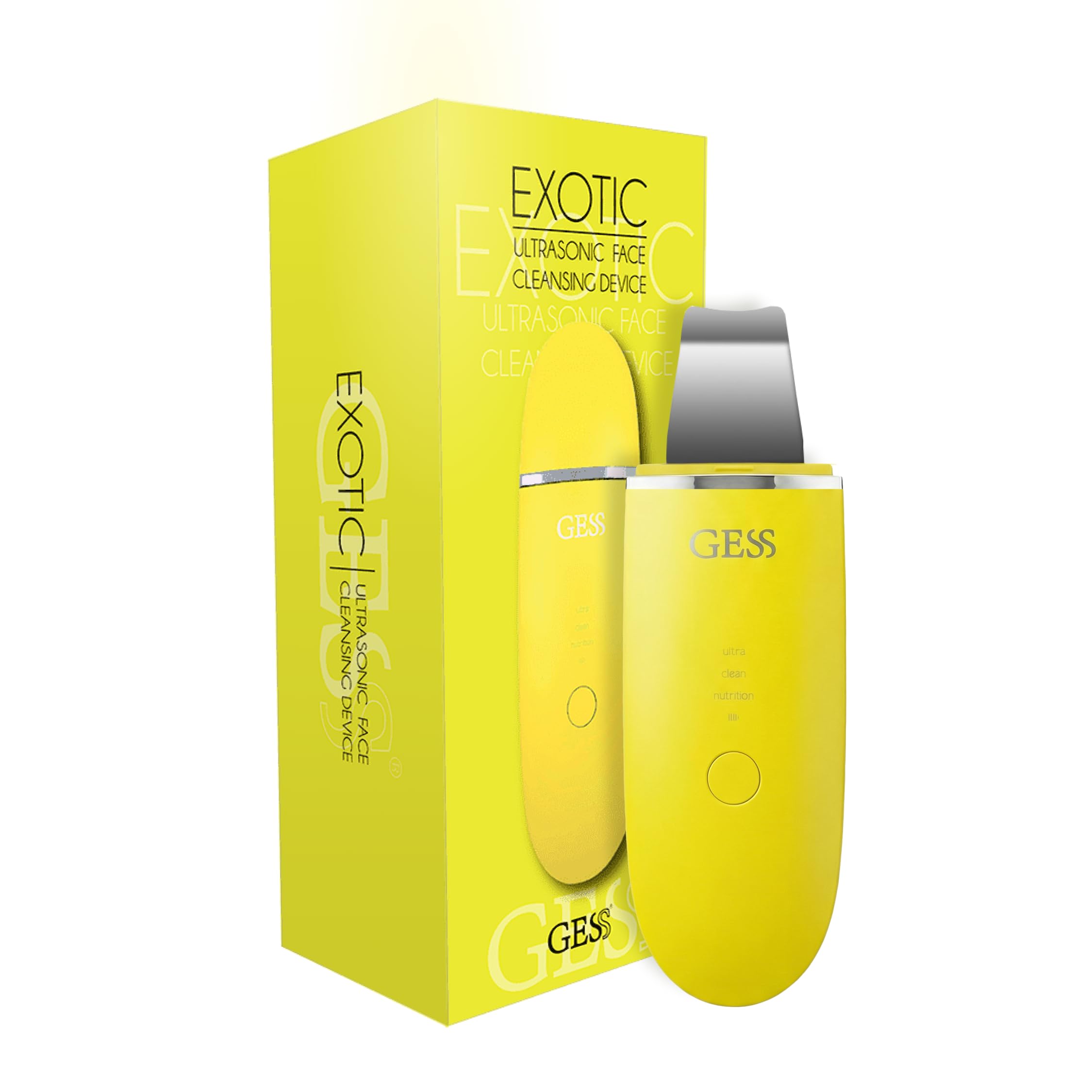 GESS Exotic Original Ultrasonic Exfoliator for Facial Cleansing, 5 Modes Pore Cleanser Skin Scrubber, Ultrasonic Scrub, Anti Ageing Blackhead Remover, Face Tightening - Yellow