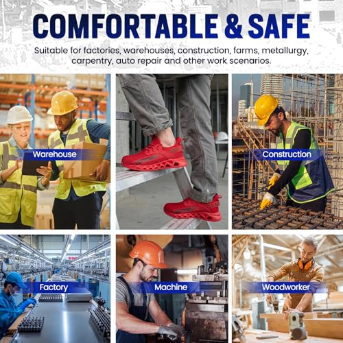 Image of Furuian Steel Toe Sneakers for Men Women Lightweight Safety Shoes Comfortable Puncture Proof Slip On Indestructible Work Shoes