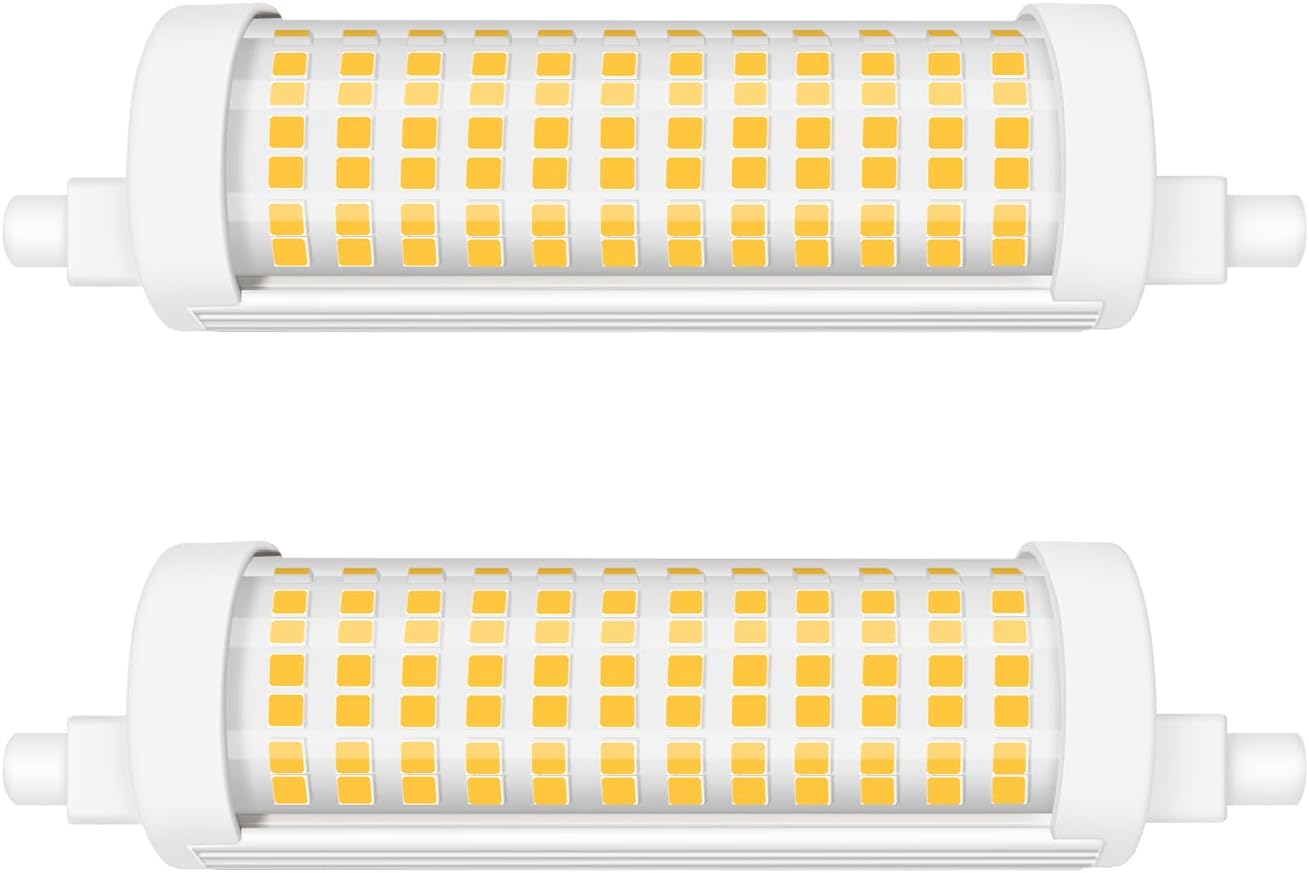 118mm R7S LED 20W, 200W T3 J118 Halogen Bulb Equivalent, 2200 Lumen, Dimmable J Type Linear Double Ended Flood Light, 120V, 3000K Warm White, Pack of 2