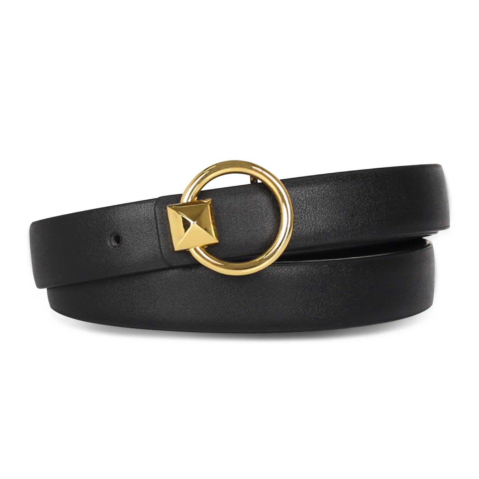 Women's Leather Belt with Buckle - Ideal for Dresses, Jeans, and Coats