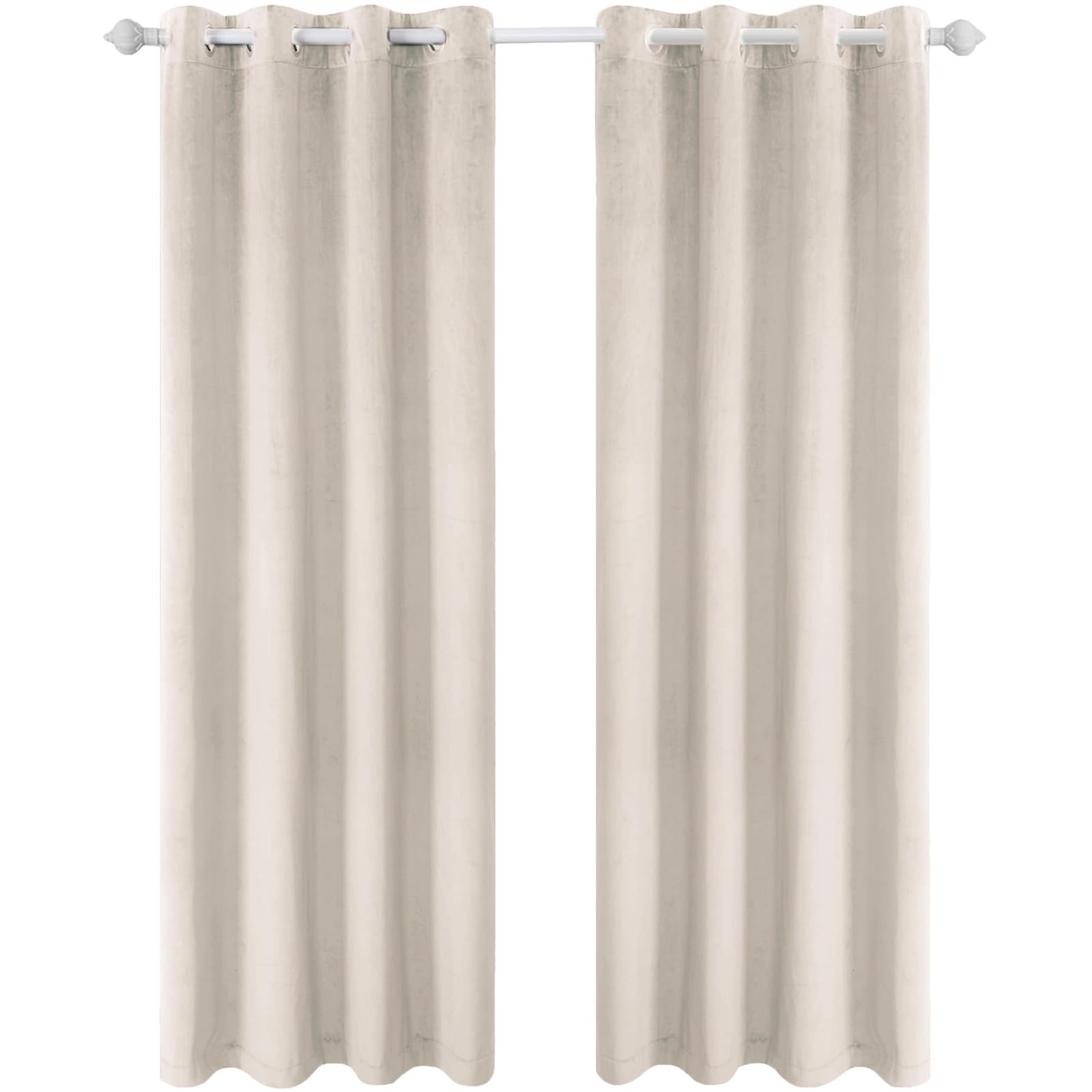 Ystyle Cortinas Salon Terciopelo 2 Piezas, 140×245 cm, Cortina Opacas Pesante con Ojales, Cortinas Termicas Aislantes Frio Y Calor, Cortina Modernas Dormitorio Habitacion Ventana, Beige Blanco