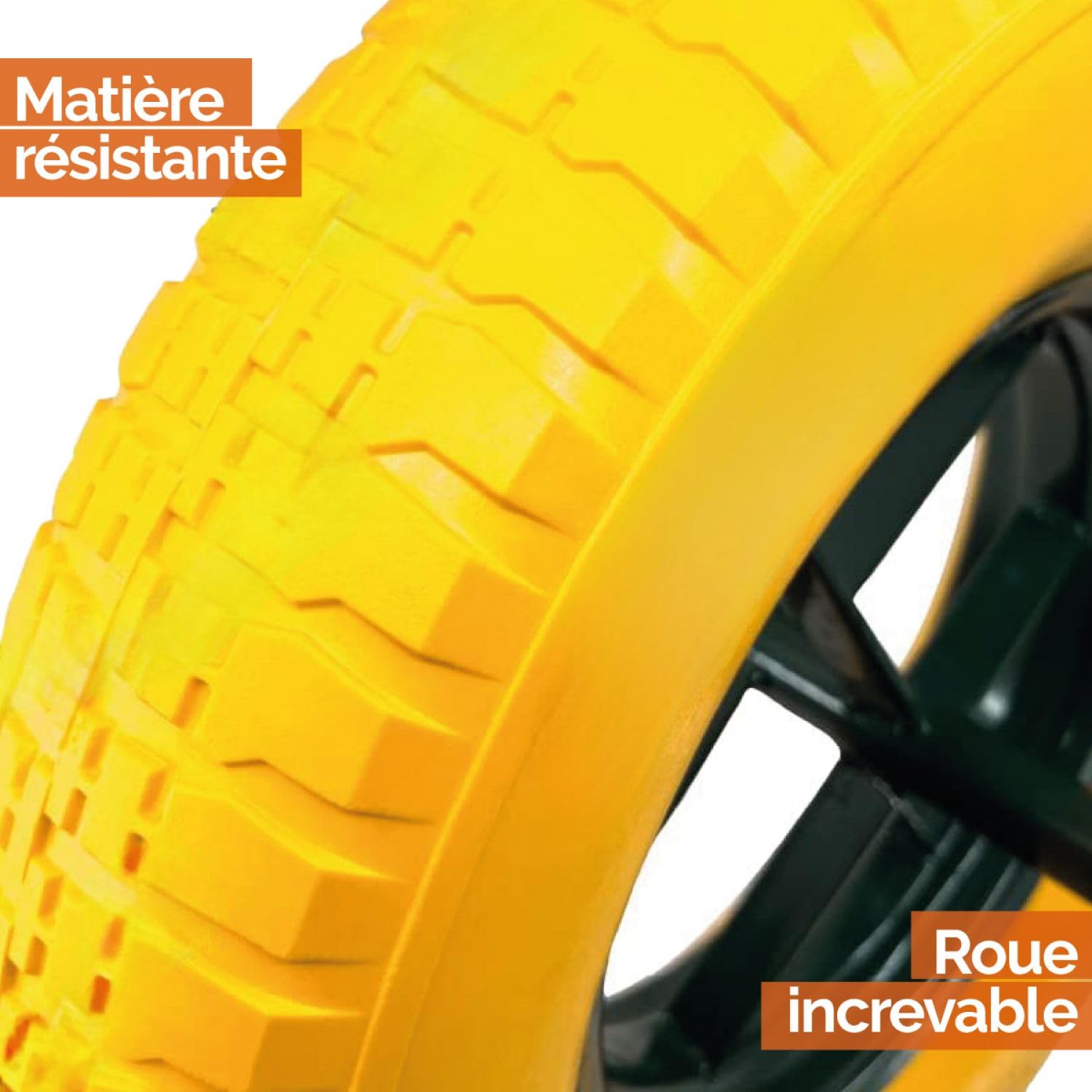 Linxor - Roue increvable pour brouette 38 x 9 cm - Axe 20 mm