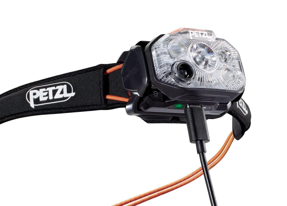 PETZL Swift RL - Lámpara frontal ligera y recargable, 1200 lúmenes, color: Negro