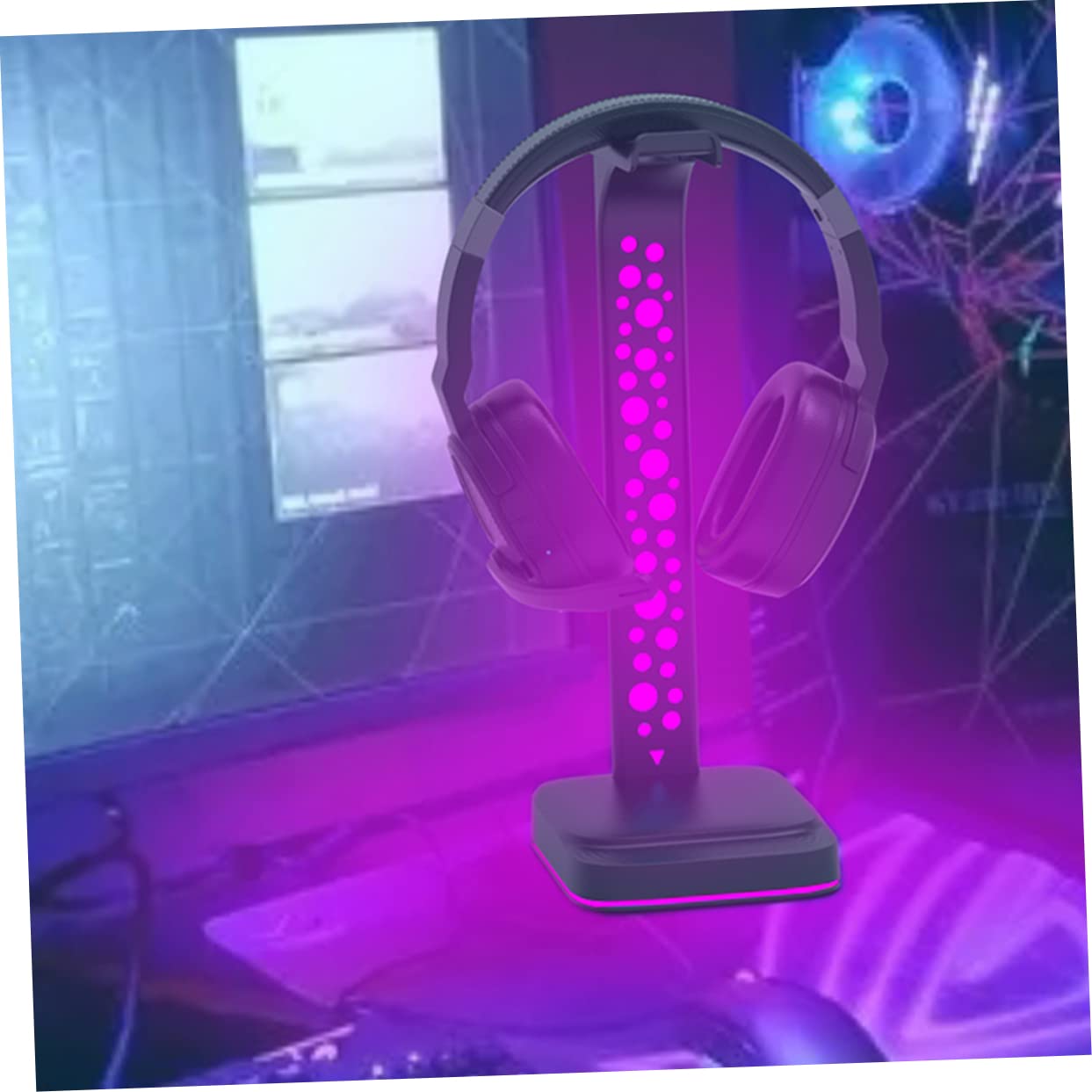 KOMBIUDA Supporto per Cuffie Rgb Hub USB Supporto Estensibile per Cuffi Gaming Scrivania Illuminazione Rgb e Porte USB