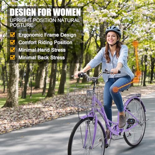 26″ Cruiser Bike Commuter Bike 7 Speed Women’s Bicycle Beach