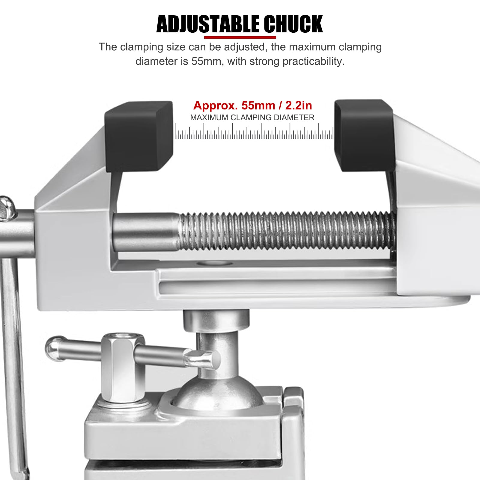 EVTSCan 360 Degree Swivel Mini Bench Vise Clamp, with Suction Cup Base and 2 Inch Jaw Opening - Image 4
