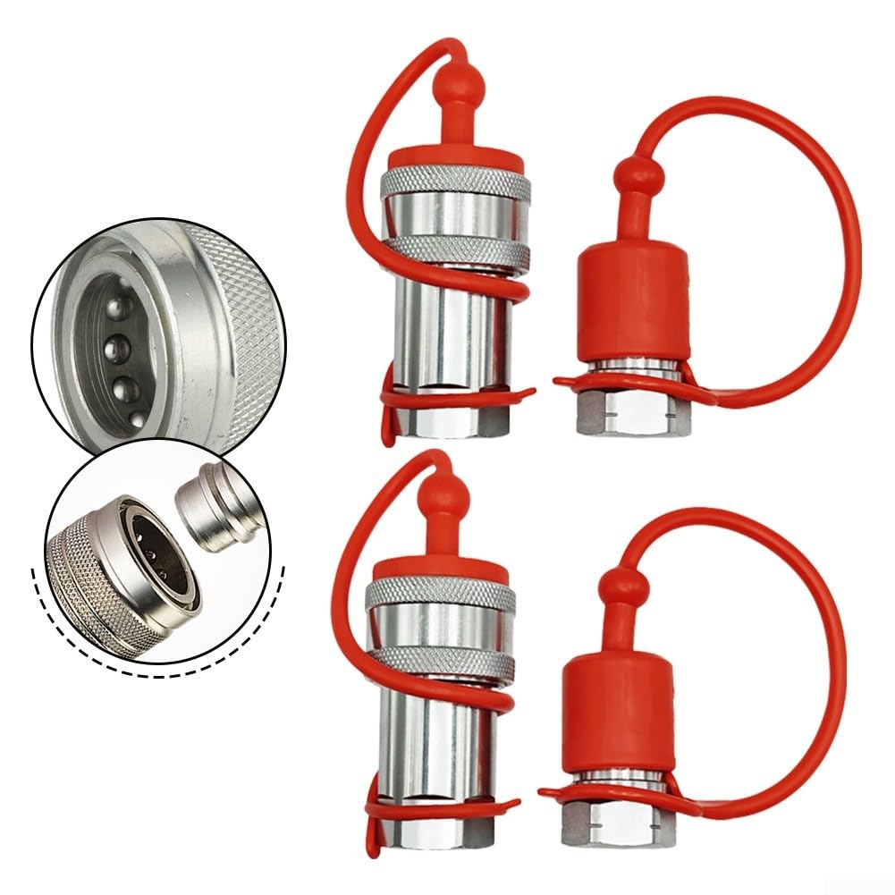 Accoppiatori idraulici a connessione rapida in acciaio al carbonio ISO5675 Set di accoppiamento per trattore Adattatore raccordi NPT Valvola a fungo 4000 PSI a prova di perdite Disconnessione rapida