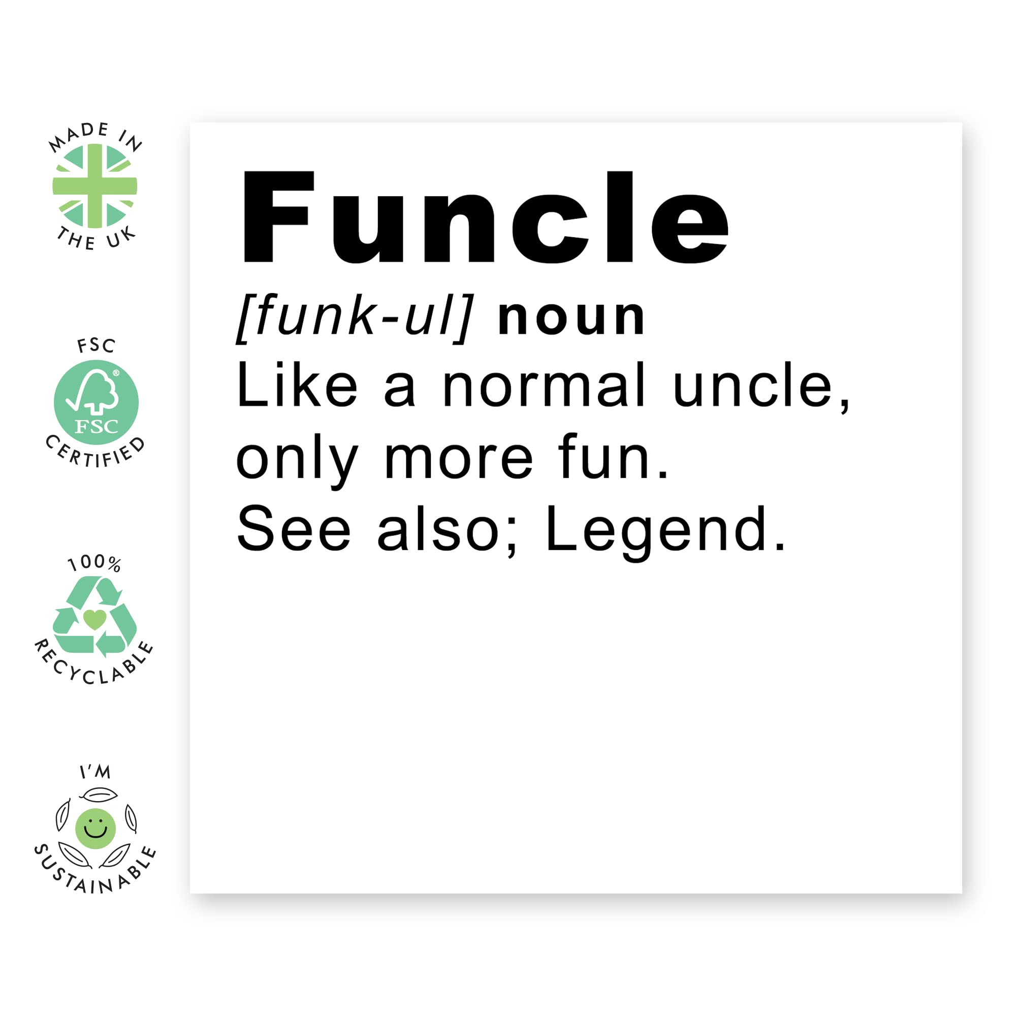 Amazon.com : Funny Uncle Birthday Card - 'Funcle' - Fun Birthday Cards for  Men - From Nephew Niece - Thank You Card for Uncle - Greeting Cards for Him  - Comes With