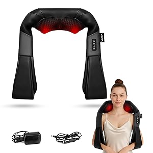VOYOR-HEALTH Masajeador de Cuello y Hombros Masajeador Cervical Shiatsu eléctrico para hombros espalda cuello y alivio del dolor muscular de uso en el hogar el automóvil y la oficina (Negro)