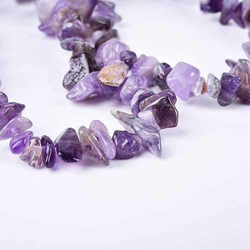 Miniatura 2 de Cuentas de piedra de amatista natural de 0.197-0.315 in, cuentas de piedras preciosas sueltas perforadas de forma irregular a granel con caja para