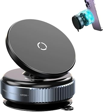 Latest Magnetic Car Phone Holder,Magnetic Vacuum Adsorption Suction Cup Phone Mount 360 Rotation Car Mount Cell Phone Holder for Car/Gym/Mirror/iPhone Android and All Smartphones