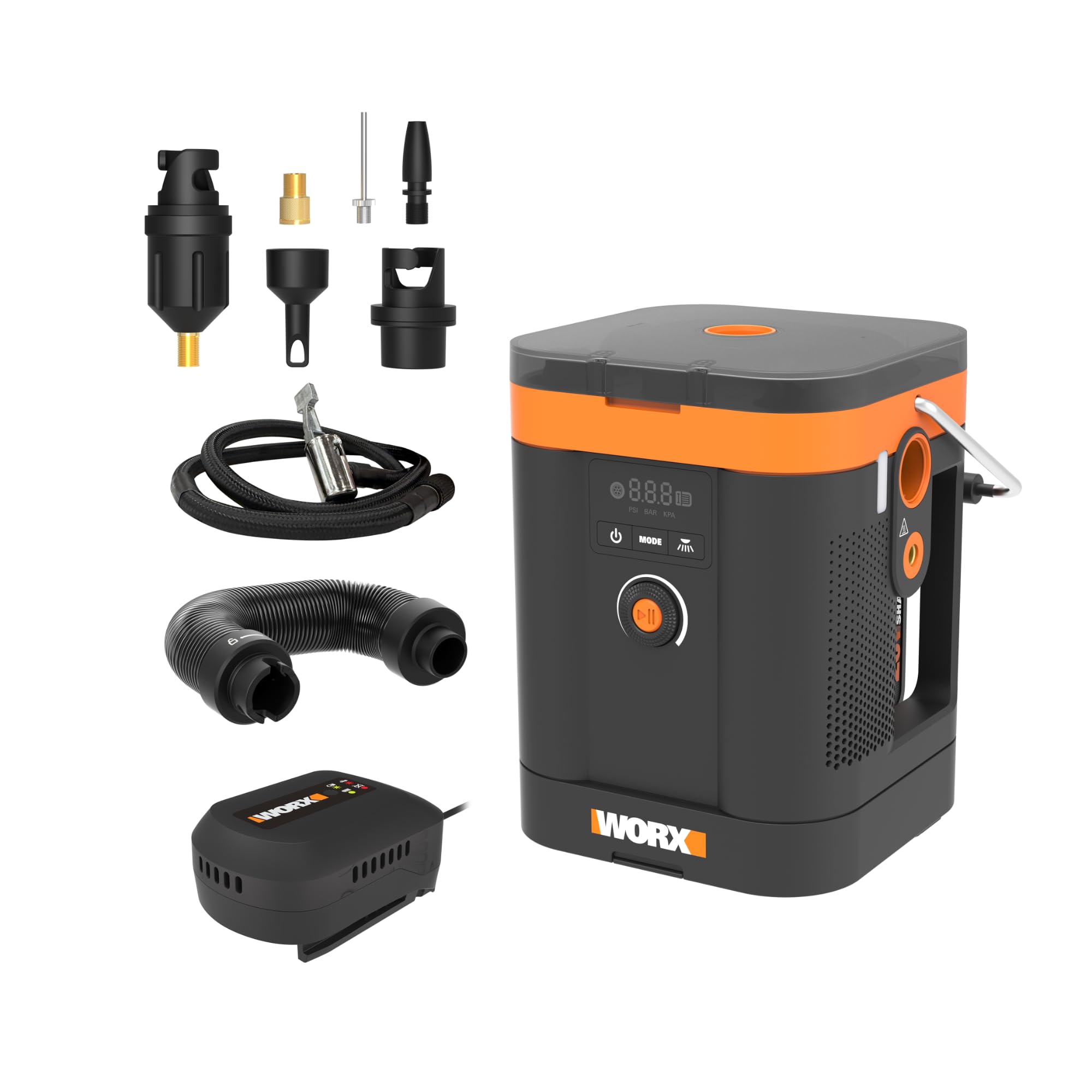 WORX WG252E Akku Teleskop Heckenschere, 1340 /min, 45cm Schnittbreite, 10-Fach Verstellbarer Teleskopstiel bis 3,20 Meter Höhe, inkl. 2Ah Akku  Ladegerät