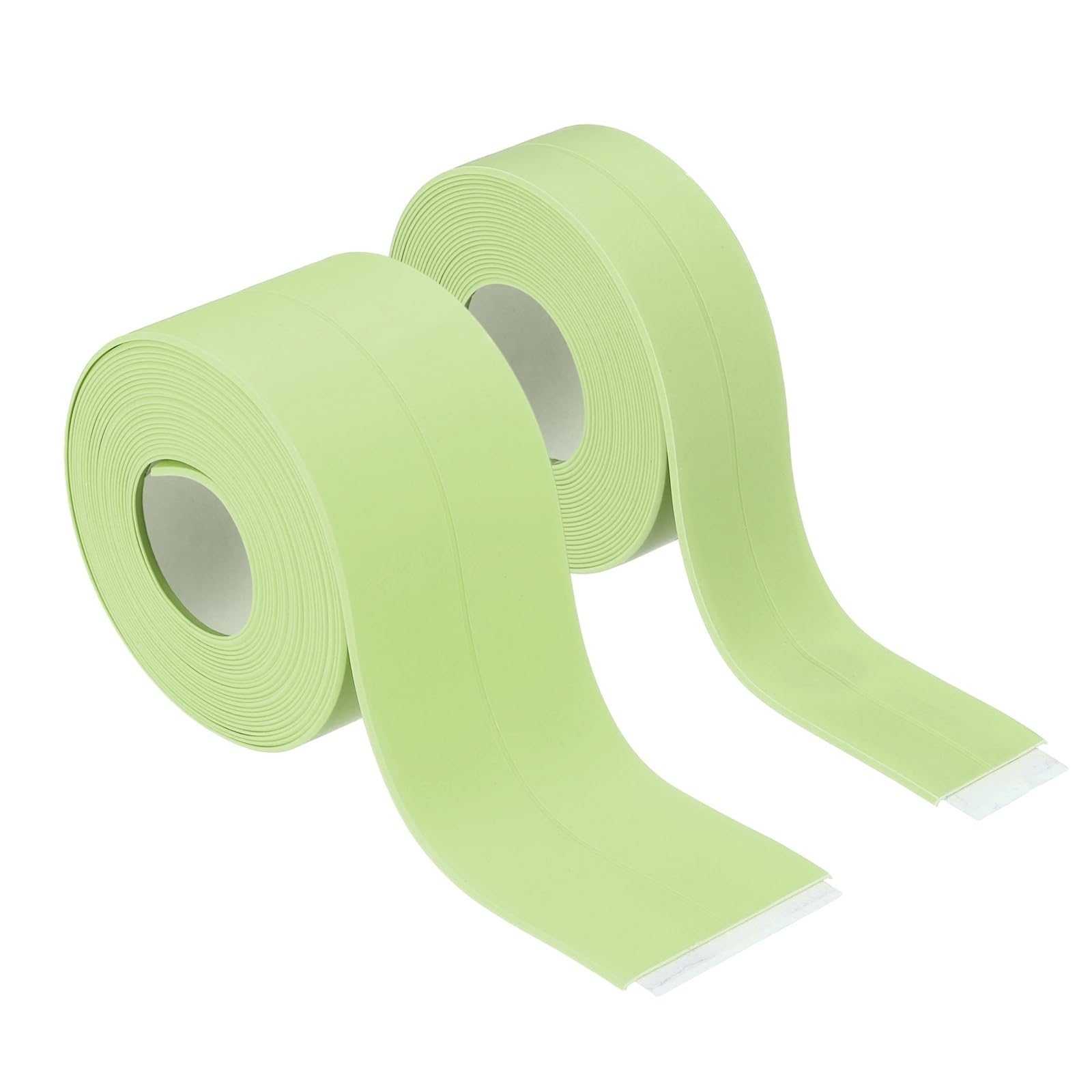 sourcing map 2 Rolls Caulk Tape Waterproof Self-Adhesive, Sealant Caulk Strip for Bathroom Bathtub Toilet Kitchen Countertop Floor Wall Edge Protector, Green, 0.9"x10.5ft, 1.5"x10.5ft