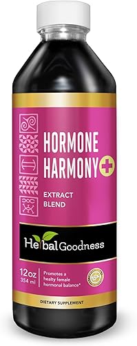 Herbal Goodness Hormone Harmony - Suplemento orgánico de estrógeno para mujeres, enriquecido con probióticos y vitaminas para mujeres para apoyar la